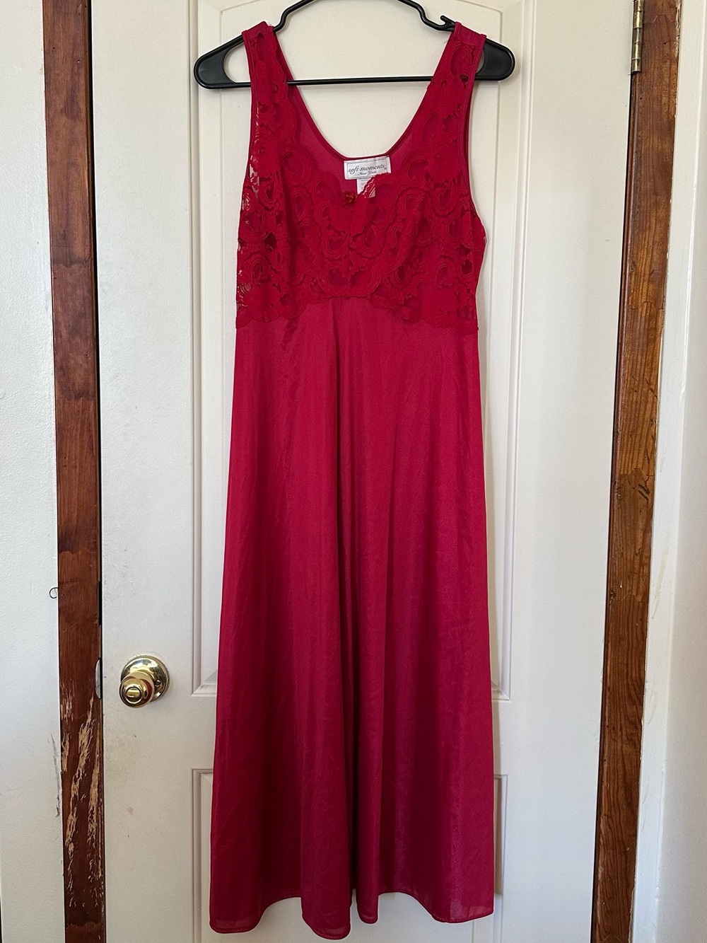 Romantic Red Lacy Slip Midi Dress Vintage 90s